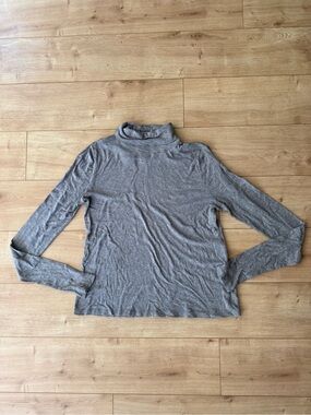 Eileen Fisher Gray Turtleneck Top XS Organic Cotton Lyocell Long Sleeve